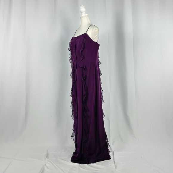 Jovani 100% Silk Purple Open Back Maxi Dress Formal Goth Emo New With Tag Sz 16 - Picture 3 of 6